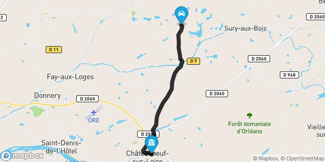 Itinéraire vers Châteauneuf-sur-Loire