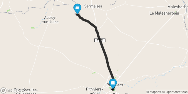 Itinéraire vers Pithiviers