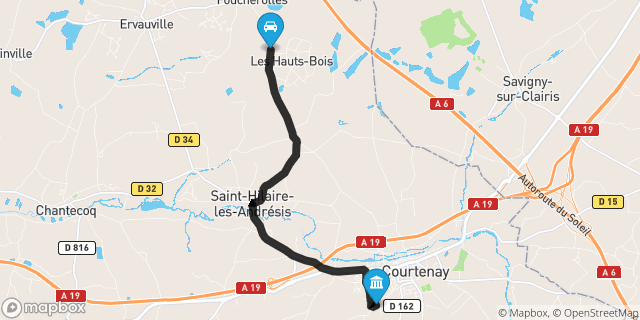 Itinéraire vers Courtenay