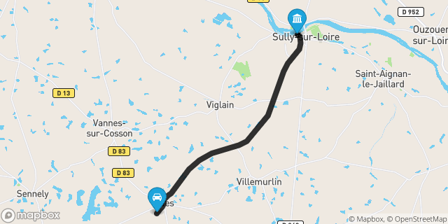 Itinéraire vers Sully-sur-Loire