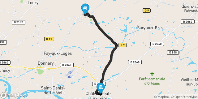 Itinéraire vers Châteauneuf-sur-Loire