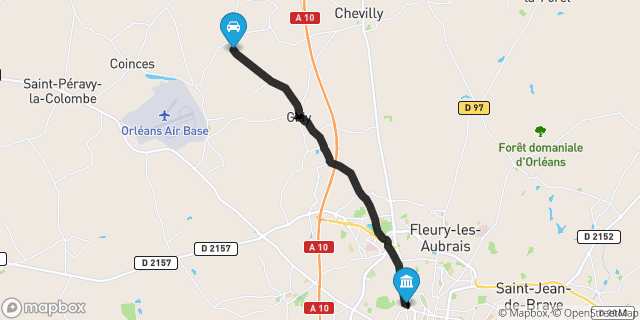 Itinéraire vers Orléans