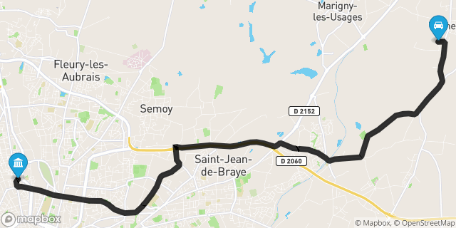 Itinéraire vers Orléans