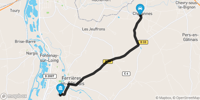 Itinéraire vers Ferrières-en-Gâtinais