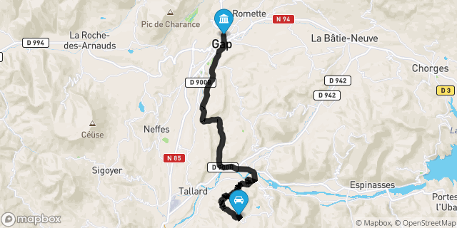 Itinéraire vers Gap