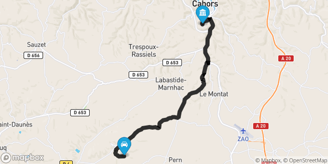 Itinéraire vers Cahors