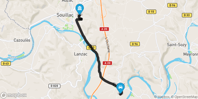 Itinéraire vers Souillac