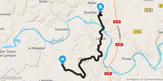 Itinéraire vers Souillac