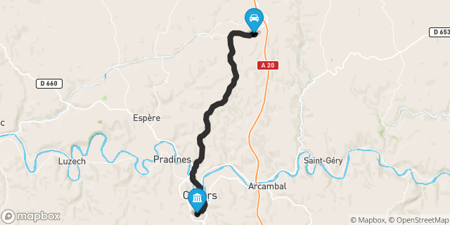 Itinéraire vers Cahors