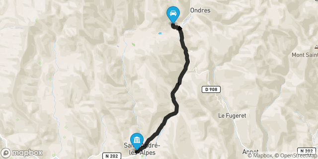 Itinéraire vers Saint-André-les-Alpes