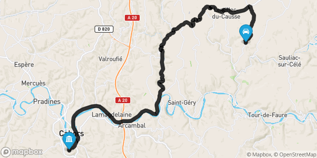 Itinéraire vers Cahors