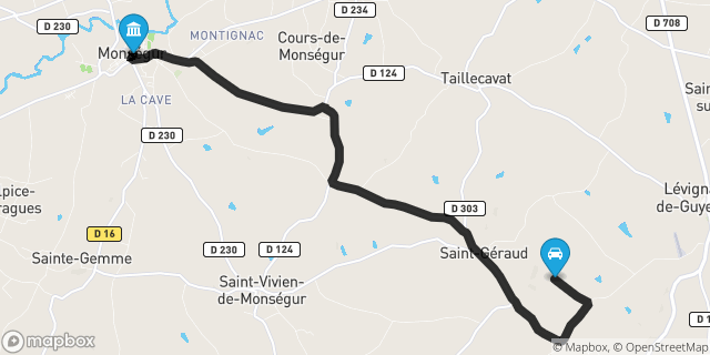 Itinéraire vers Monségur