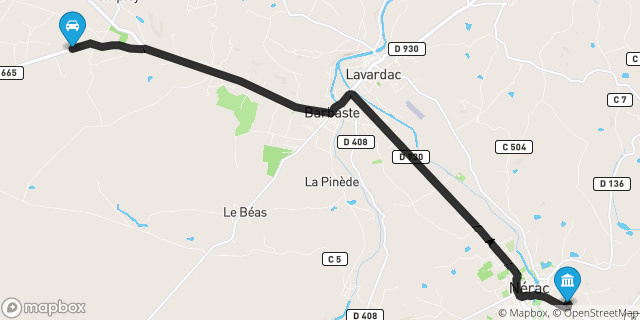 Itinéraire vers Nérac