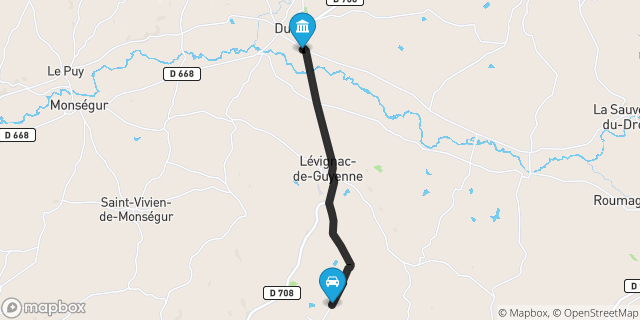 Itinéraire vers Duras