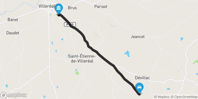 Itinéraire vers Villeréal