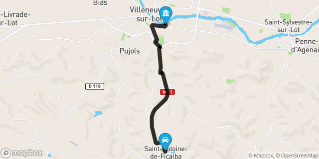 Itinéraire vers Villeneuve-sur-Lot