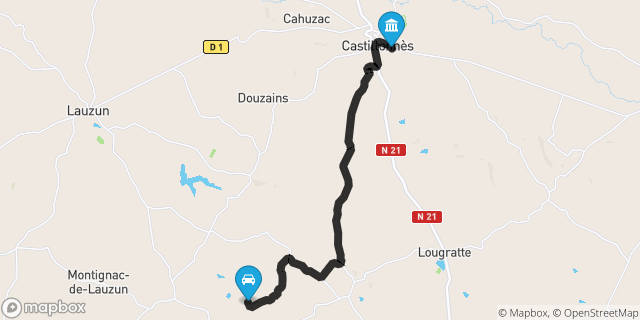 Itinéraire vers Castillonnès