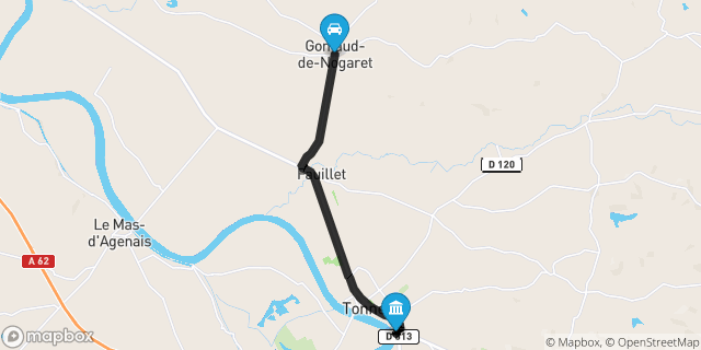 Itinéraire vers Tonneins