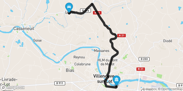 Itinéraire vers Villeneuve-sur-Lot