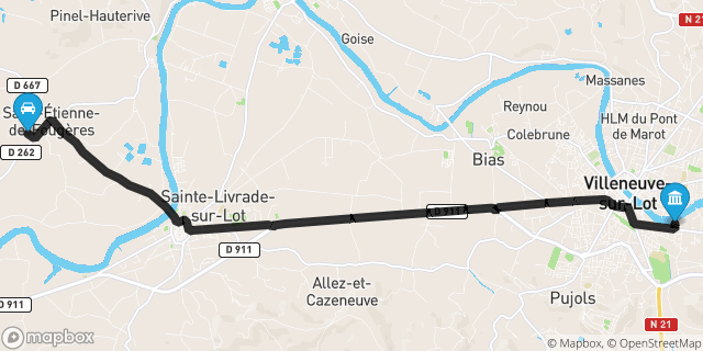 Itinéraire vers Villeneuve-sur-Lot