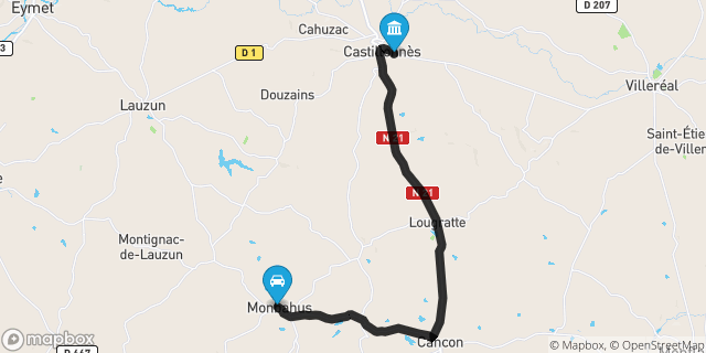 Itinéraire vers Castillonnès