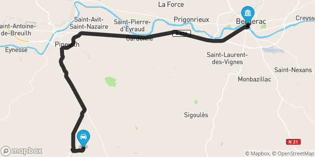 Itinéraire vers Bergerac
