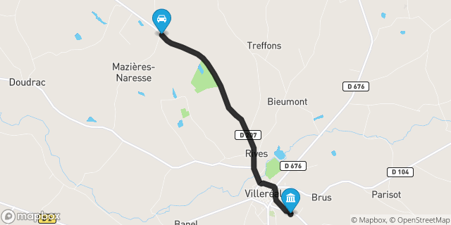 Itinéraire vers Villeréal