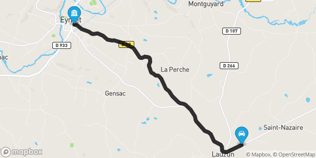 Itinéraire vers Eymet