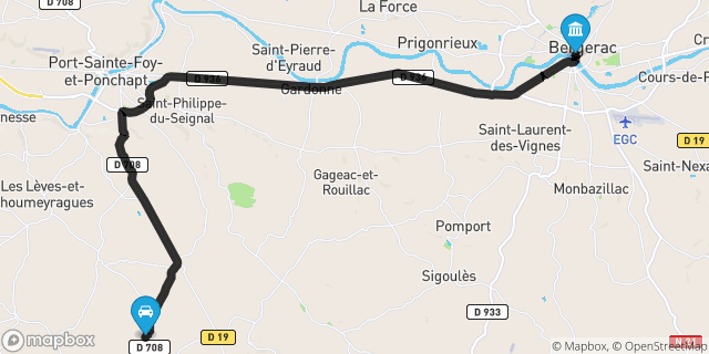 Itinéraire vers Bergerac