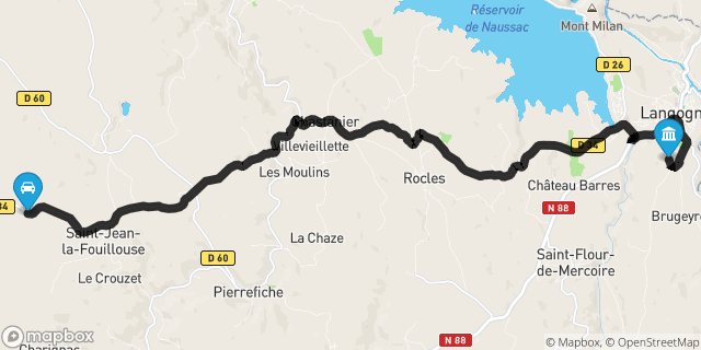 Itinéraire vers Langogne