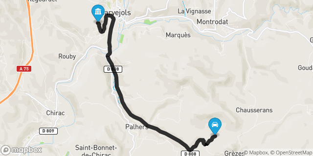 Itinéraire vers Marvejols