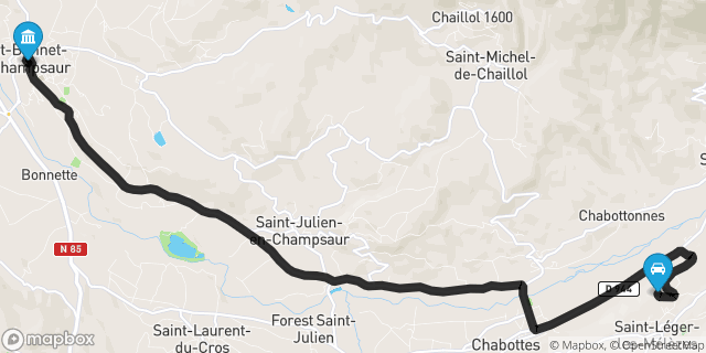 Itinéraire vers Saint-Bonnet-en-Champsaur