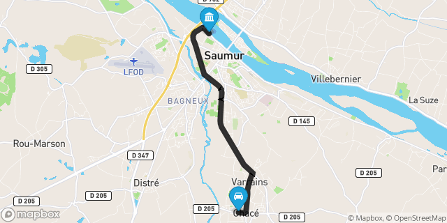 Itinéraire vers Saumur
