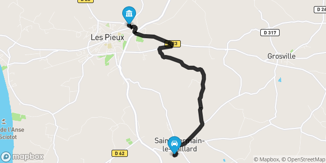 Itinéraire vers Pieux