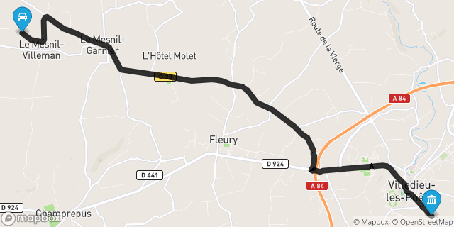 Itinéraire vers Villedieu-les-Poêles
