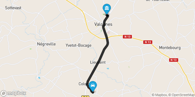 Itinéraire vers Valognes