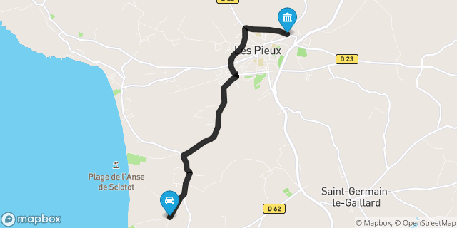 Itinéraire vers Pieux