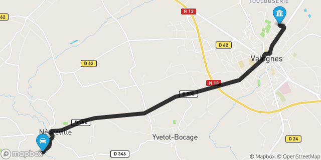 Itinéraire vers Valognes