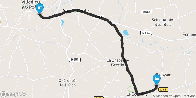 Itinéraire vers Villedieu-les-Poêles