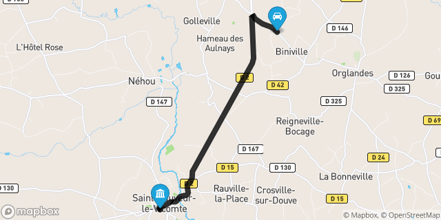 Itinéraire vers Saint-Sauveur-le-Vicomte