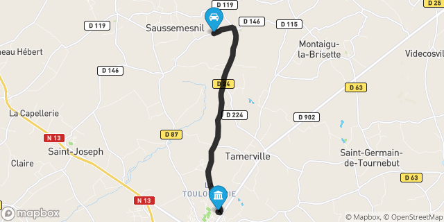 Itinéraire vers Valognes