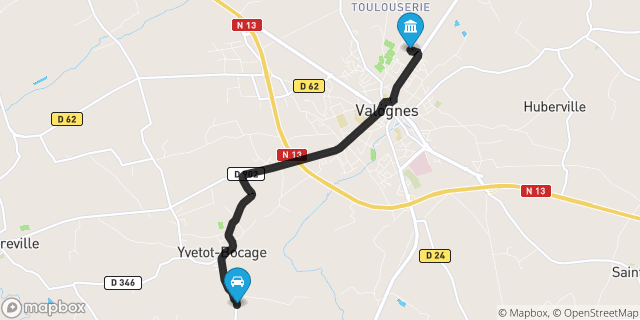Itinéraire vers Valognes