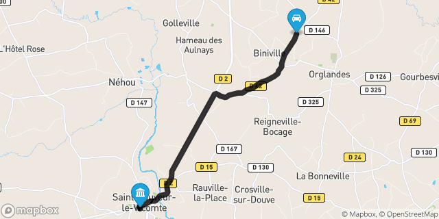 Itinéraire vers Saint-Sauveur-le-Vicomte