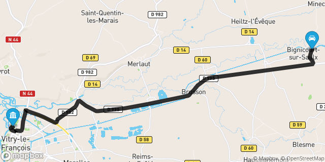 Itinéraire vers Vitry-le-François