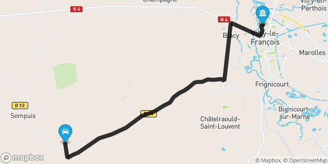 Itinéraire vers Vitry-le-François