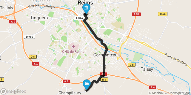 Itinéraire vers Reims