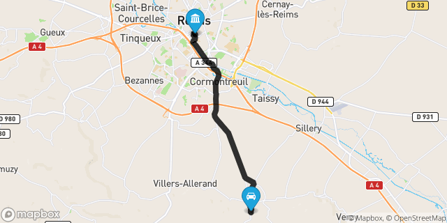 Itinéraire vers Reims