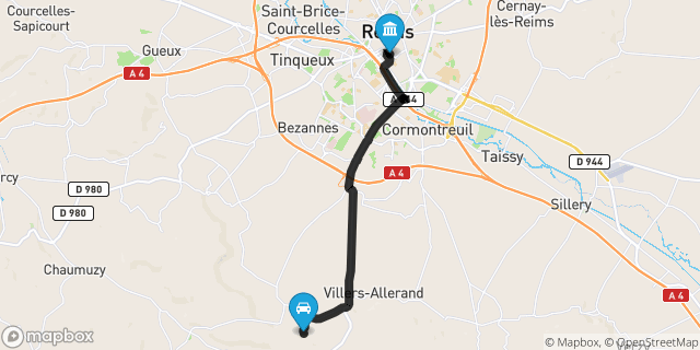 Itinéraire vers Reims