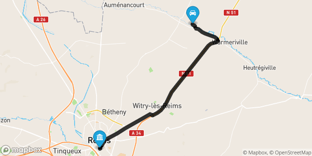 Itinéraire vers Reims