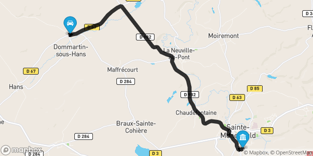 Itinéraire vers Sainte-Menehould